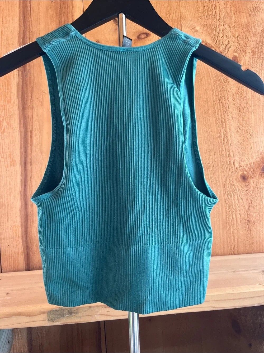 Urban Outfitters Teal Ribbed Deep V Crop Tank